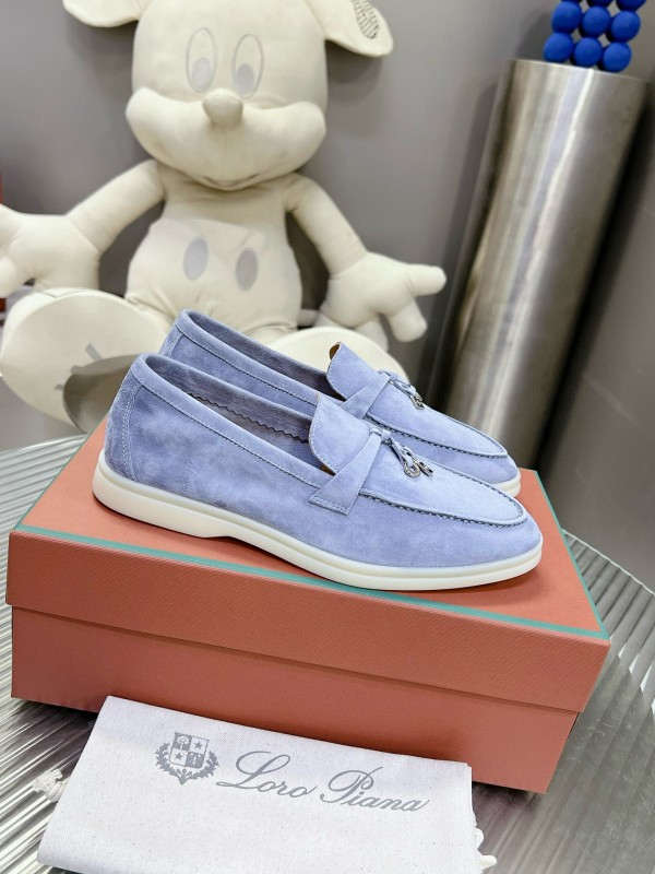 2024 Unisex Le Parmentier Light Blue Suede Loafers MJ00270