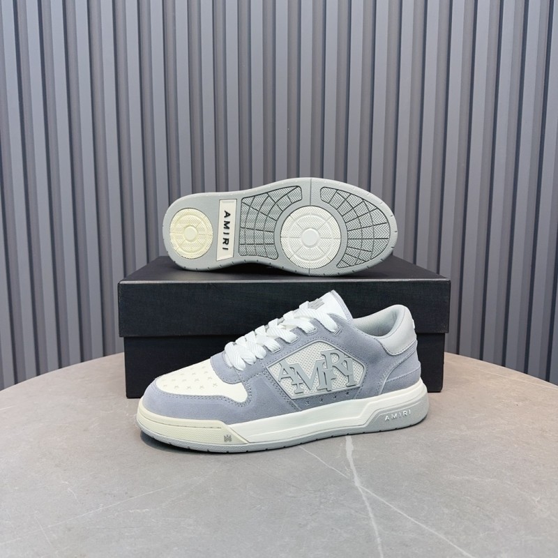 2025 Unisex Amiri White Grey Leather Suede Sneakers MJ00360