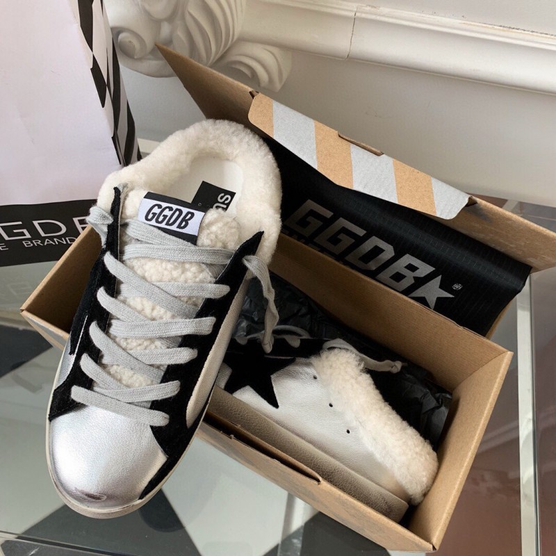 2024 Slippers GGDB White Black Leather Shearling Slippers MJ00280