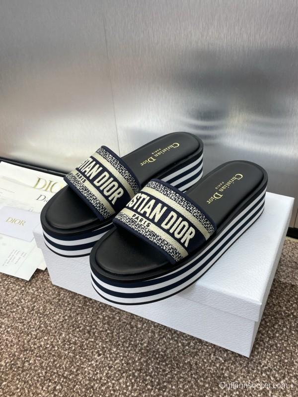 2025 Slippers Dior Black Canvas Slippers