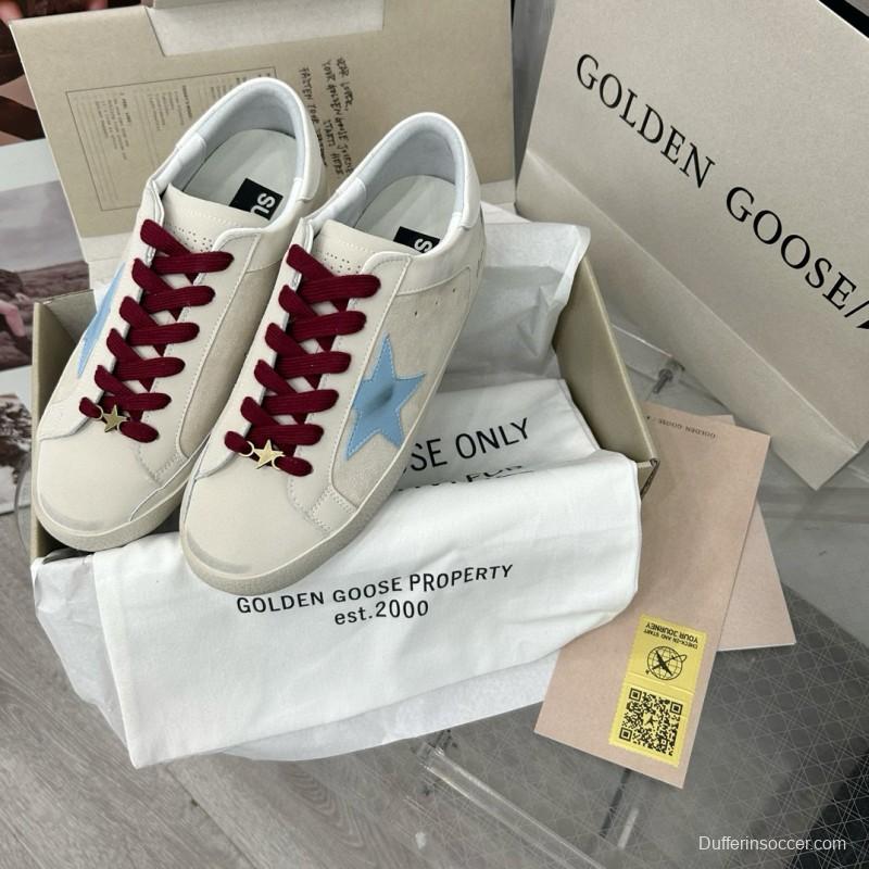 2025 Women GGDB Blue White Leather Sneakers MJ00260