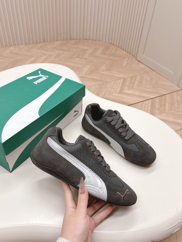 2025 Women Puma Grey White Suede Mesh Sneakers LY00280