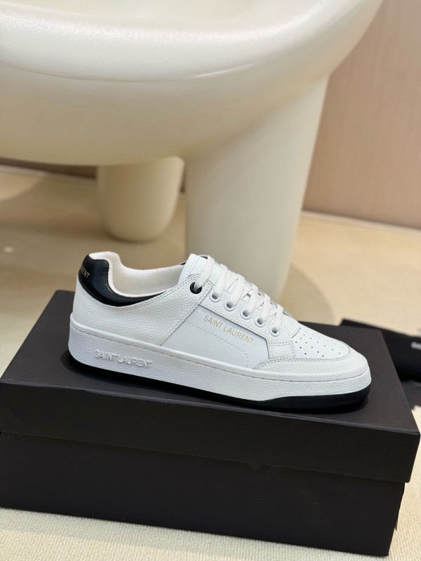 2024 Unisex Yves Saint Laurent white black leather sneakers