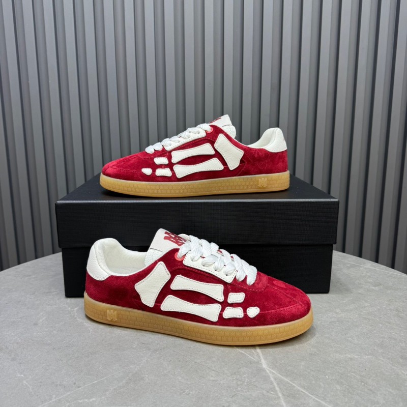 2025 Unisex Amiri Red White Suede Leather Sneakers Skeleton Pattern LY00280