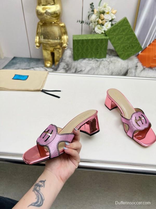 2025 Gucci Pink Leather Slippers