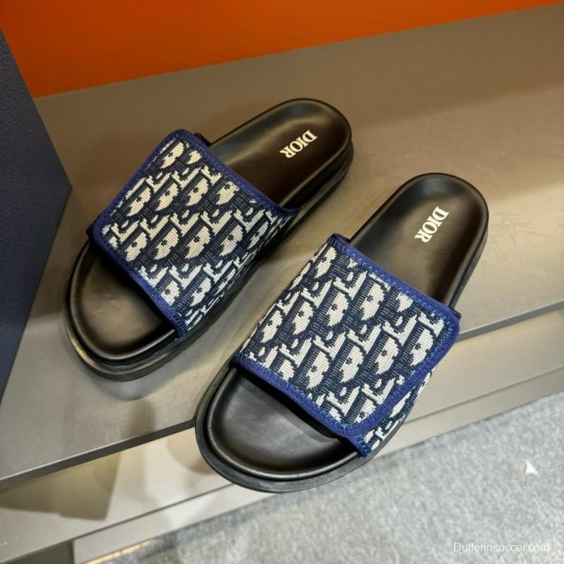 2024 Dior Blue White Fabric Slippers MJ00180