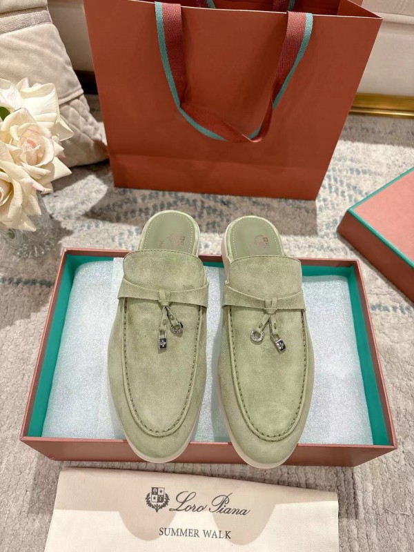 2025 Women LP Light Green Suede Loafers LY00000