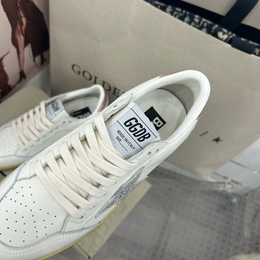 2024 Unisex GGDB White Pink Leather Low Top Sneakers MJ00260