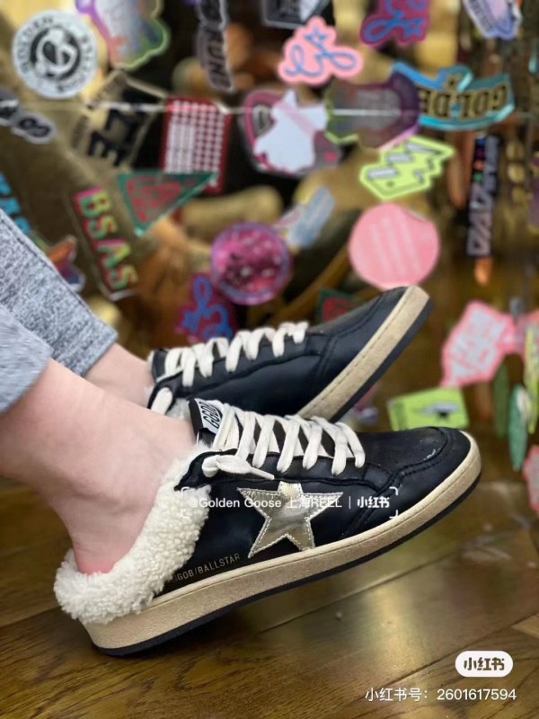 2024 GGDB Black White Leather Shearling Slippers MJ00280
