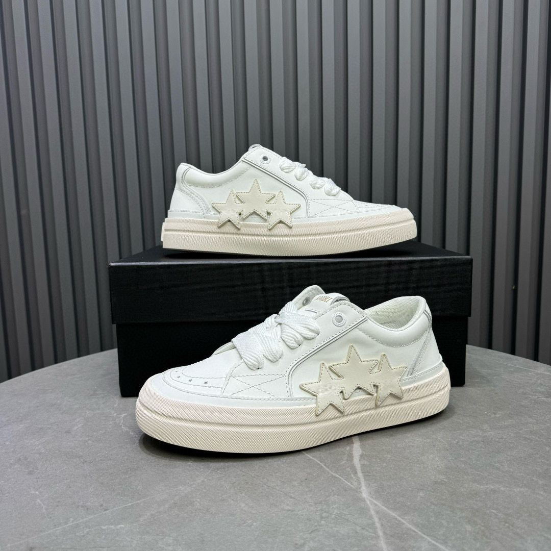 2024 Unisex Amiri White Leather Sneakers MJ00300