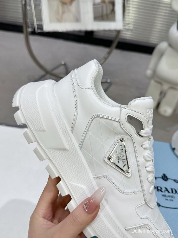 2025 Unisex Prada White Leather Sneakers
