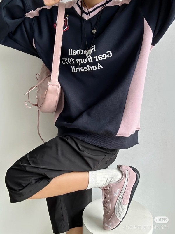 2025 Women Puma Pink White Suede Sneakers