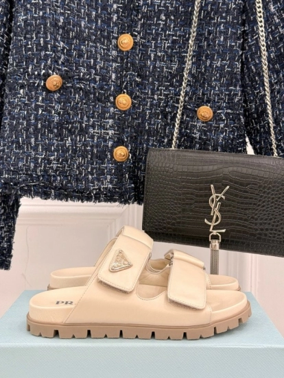 2025 Slippers Prada Beige Lambskin Slippers