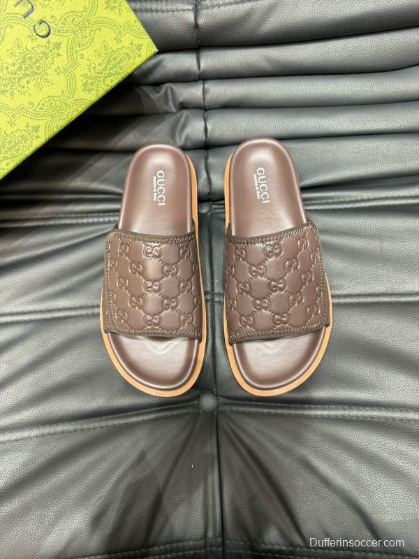 2024 Slippers Gucci Brown Leather Slippers MJ00200