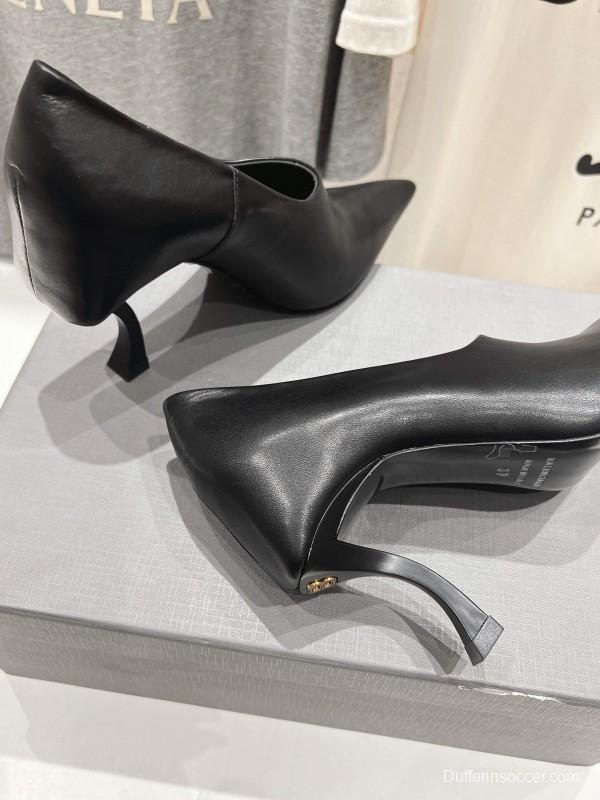 2025 Women Balenciaga Black Leather High Heel Shoes