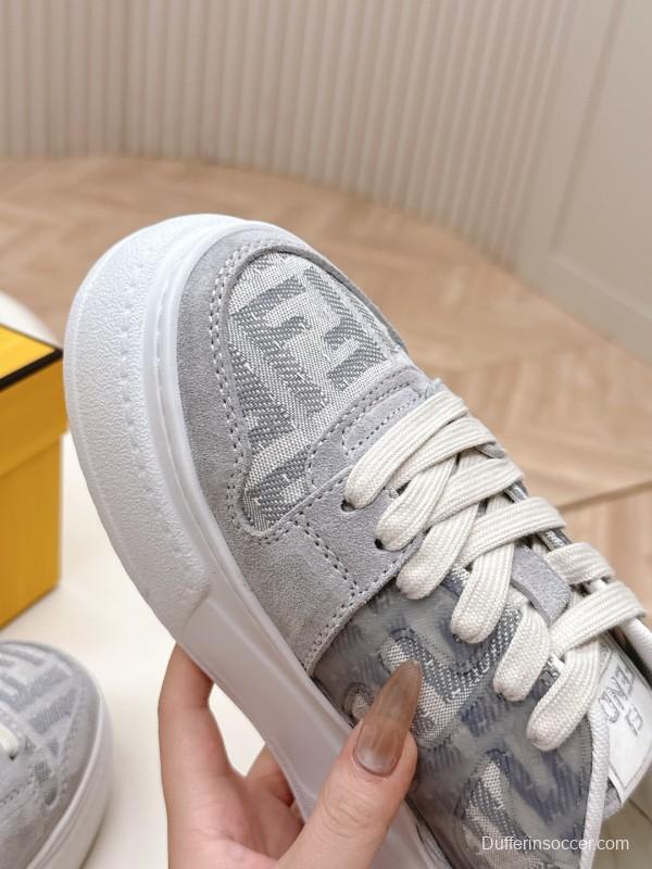 2025 Women Fendi Grey Suede Mesh Sneakers LY00340