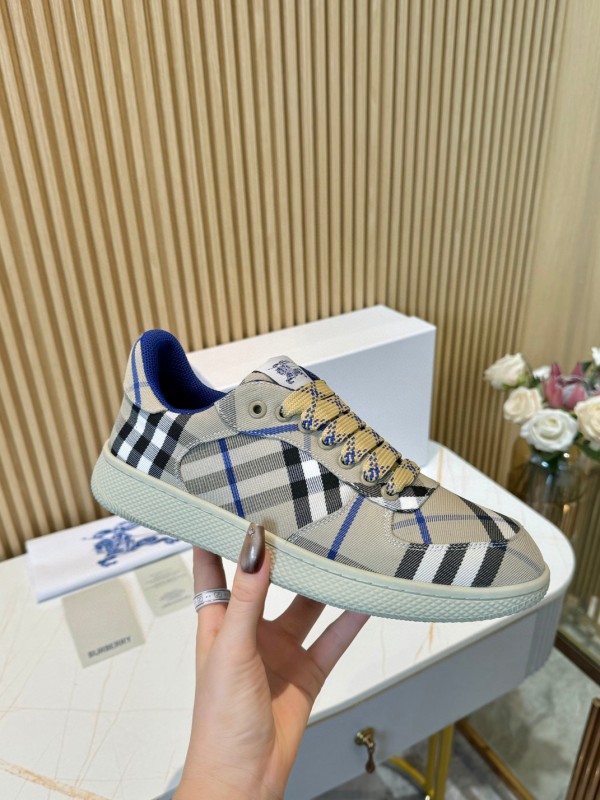 2024 Men Burberry Beige Black Cotton Casual Shoes MJ00320