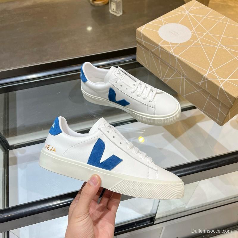 2025 Unisex VEJA White Blue Leather Canvas Sneakers MJ00240