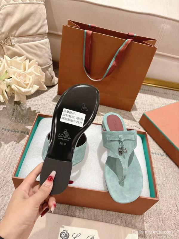 2025 Women Le Parmentier Mint Suede Slippers LY00250