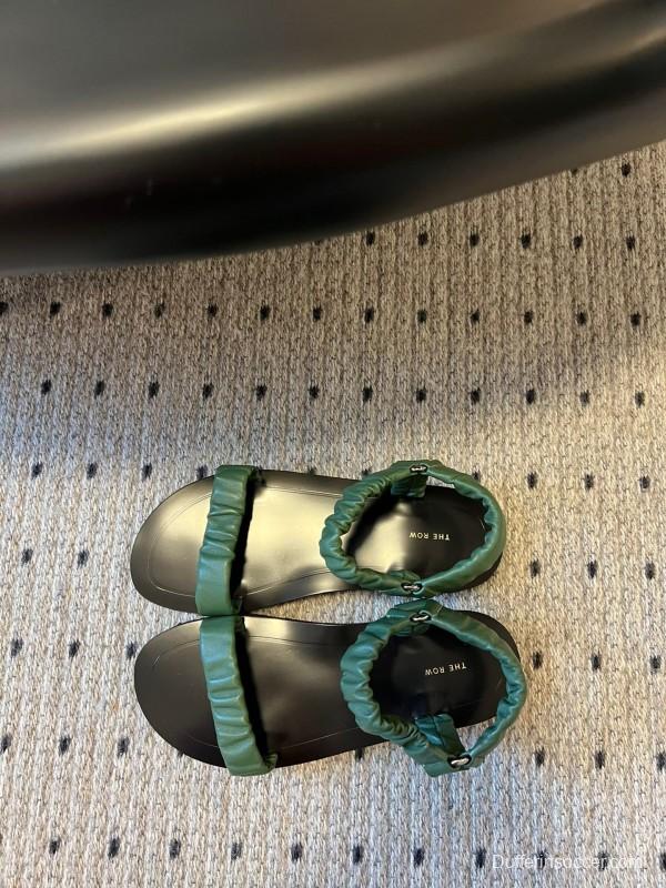 2025 Women The Row Green Leather Sandals