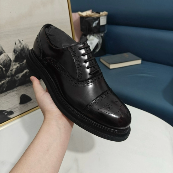 2024 Men Dolce & Gabbana Black Leather Derby MJ00420