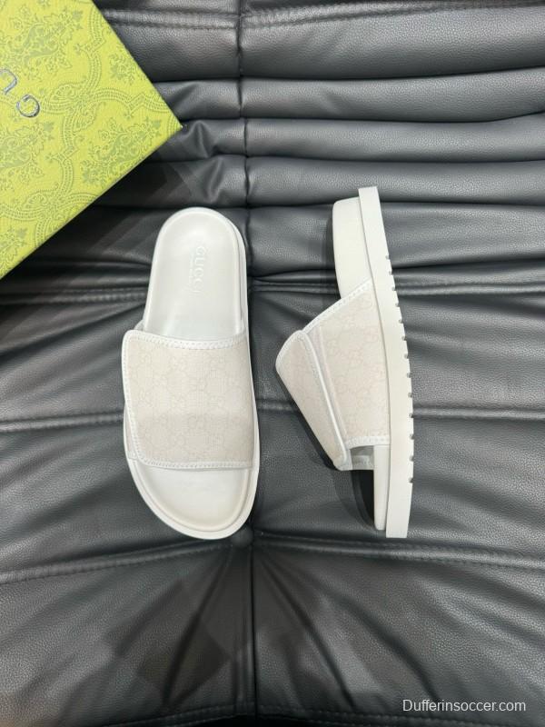 2024 Gucci White Fabric Slippers MJ00200