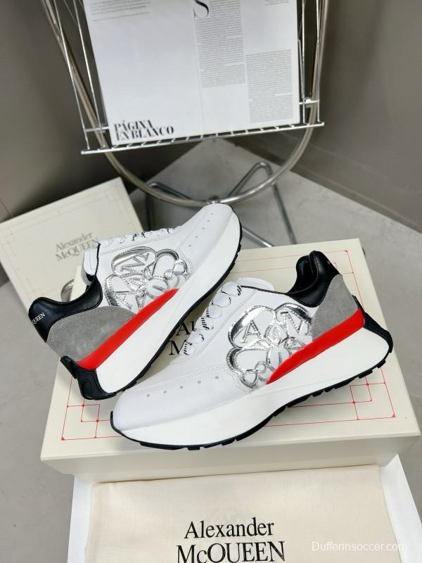 2024 Unisex Alexander McQueen White Black Grey Red Leather Sheepskin Sneakers MJ00370