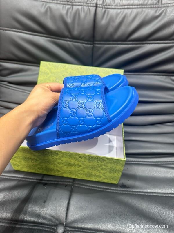 2024 Slippers Gucci Blue Leather Slippers MJ00200