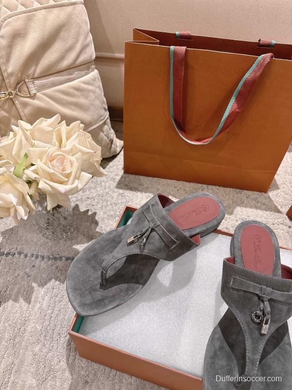 2025 LP Gray Suede Slippers Ly00250