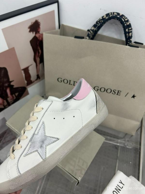 2025 Women GGDB White Pink Cowhide Leather Sneakers