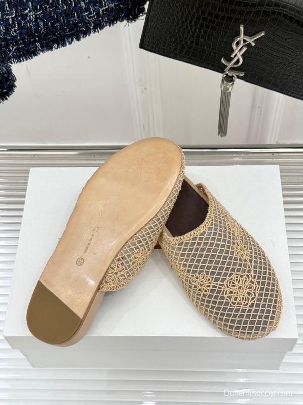 2025 Women The Row Beige Mesh Slippers KFY00260