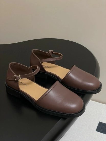 2025 Women Lemaire Brown Leather Mary Jane Shoes