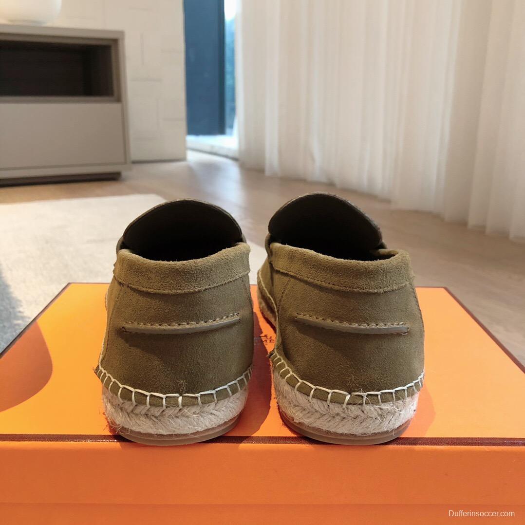 2025 Unisex Hermès Eclair Brown Suede Calfskin Loafers AS00380