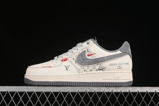 Nike Air Force 1 '07 Low LV Collaboration Light Gray Small Double Hook Casual Sneakers - YX5066-350