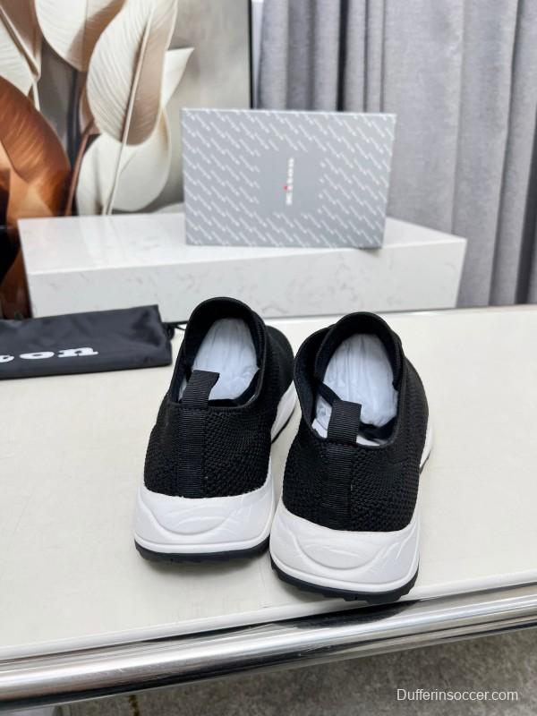 2025 Unisex Kiton Black Knit Sneakers AS00320