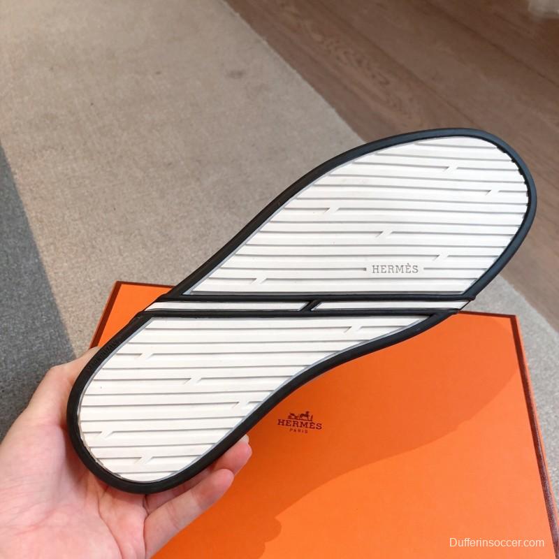 2025 Men Hermès Sage Green Leather Sneakers AS00380