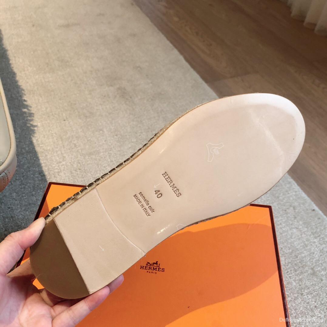 2025 Unisex Hermès Brown Suede Leather Loafers AS00380