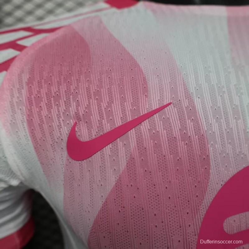 Player Version 25/26 FC Barcelona Pink White with Diagonal Stripe Pattern Jersey