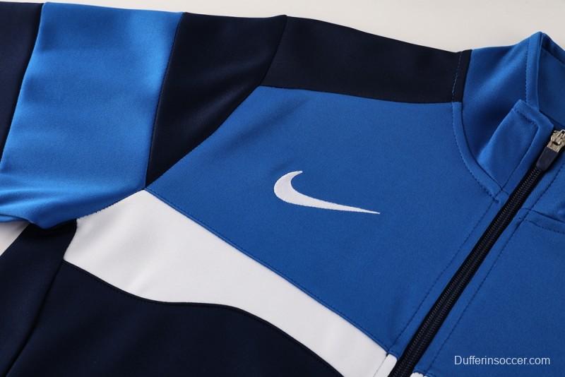 2025 Nike Blue/Navy Full Hoodie Zipper Jacket +Long Pants