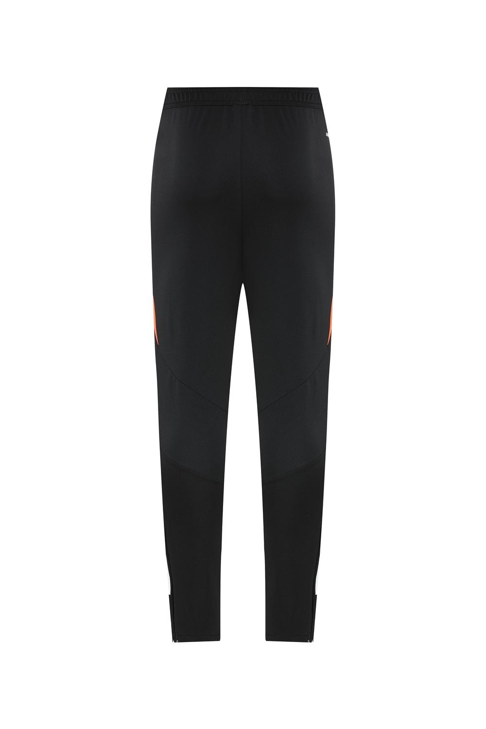 2025 Adidas Dark Grey & Black with Leopard Print Pattern and Orange Accents Half Zipper Jacket +Long Pants