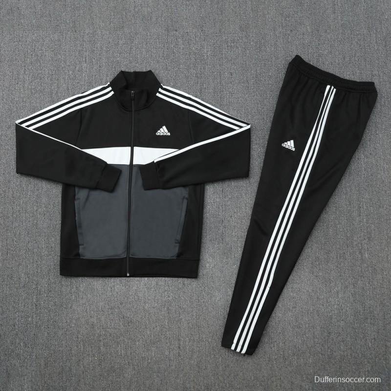 2025 Adidas Black/Grey Full Zipper Jacket +Long Pants