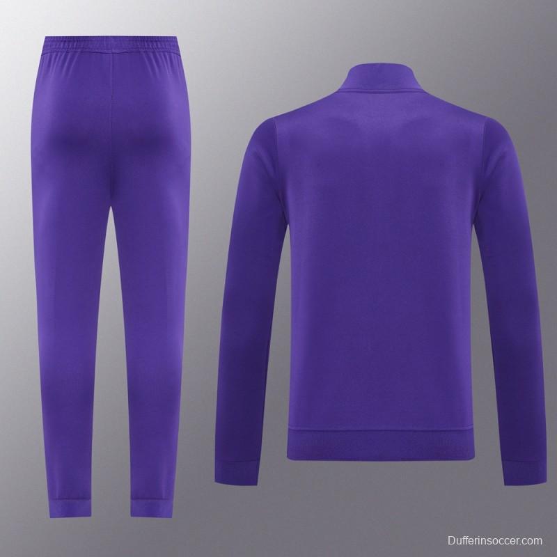 25/26 Real Madrid Purple Full Zipper Jacket +Long Pants