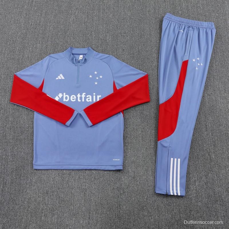 25/26 Cruzeiro Bluish Gray Navy Half Zipper Jacket+Long Pants