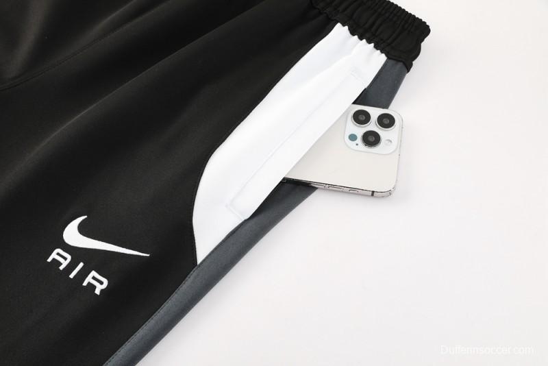 2025 Nike Air Black Tracksuit Set with Gray and White Accents Full Zipper Jacket + Long Pants
