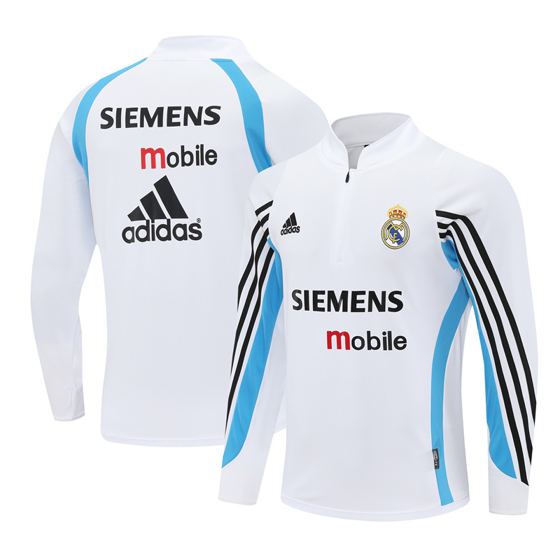 Retro 03/04 Real Madrid White Half Zipper Jacket