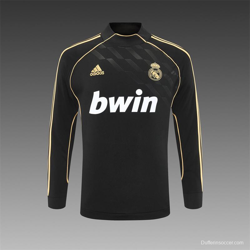 Retro 11/12 Real Madrid Black Half Zipper Jacket