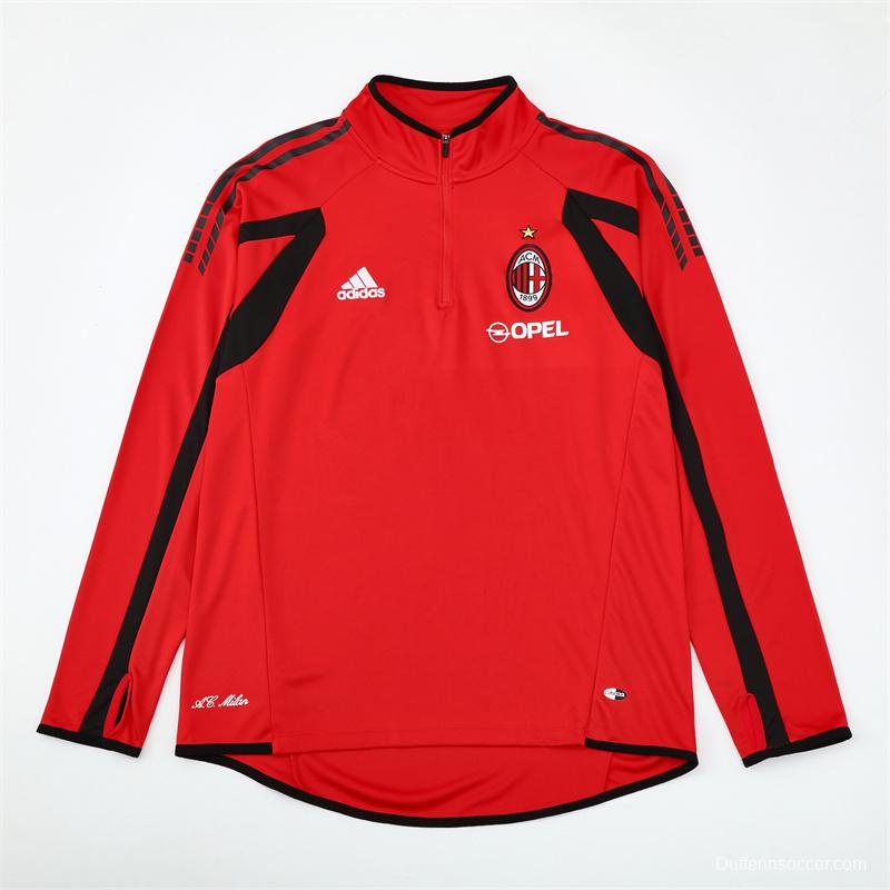 Retro 05/06 AC Milan Red Half Zipper Jacket