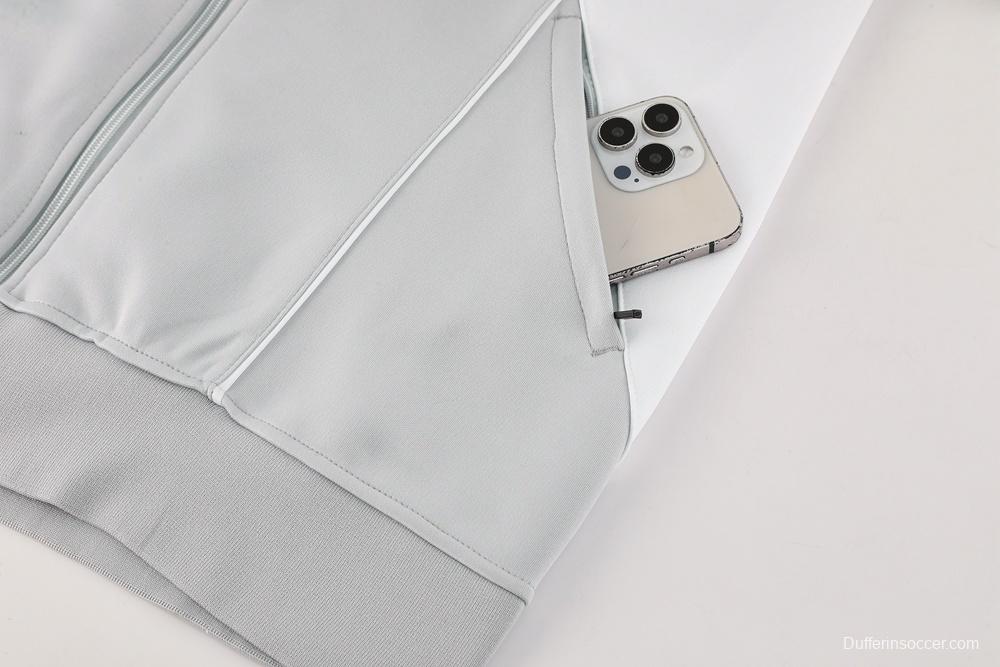 25/26 Real Madrid Grey Full Zipper Jacket + Long Pants