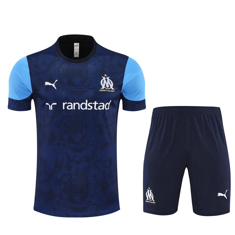 25/26 Olympique de Marseille Royal Blue Camouflage with XS Short Sleeve+Soccer Shorts