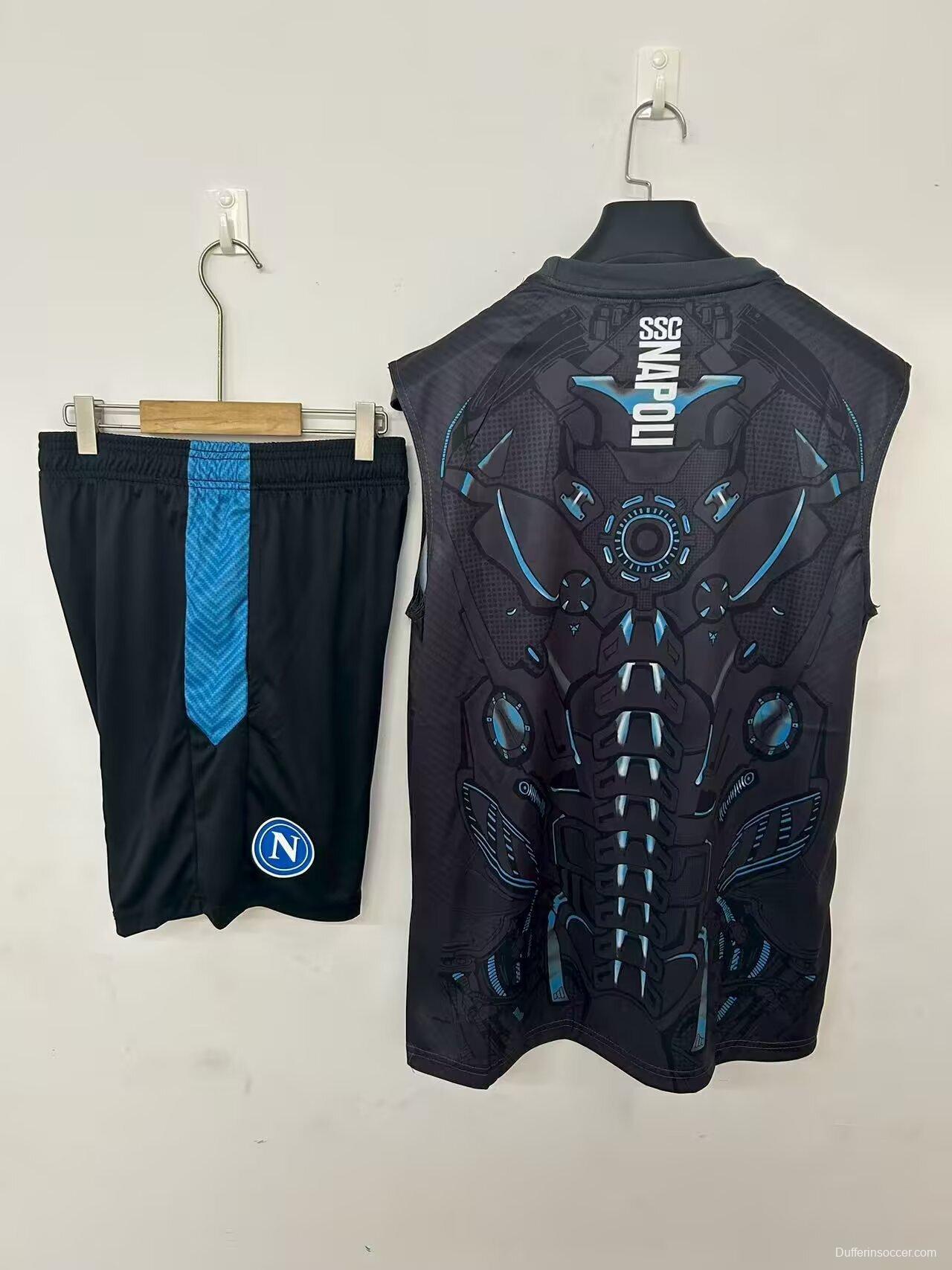 25/26 Napoli Black Vest Jersey Black+ Shorts